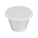 RAMEQUINES CON TAPA 'ARTINOX' 75 ML Ø 6x4,5 CM PLATEADO INOX + LDPE (72 UNID.)
