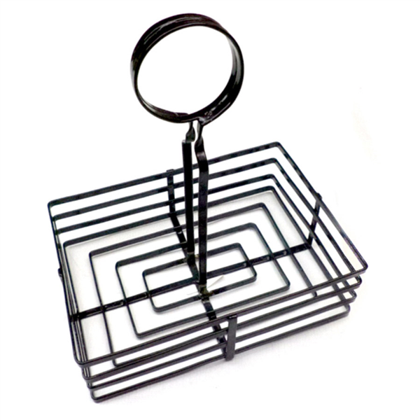 [198.16] CESTA CONDIMENTOS 20,5x15x20 CM NEGRO HIERRO (1 UNID.)