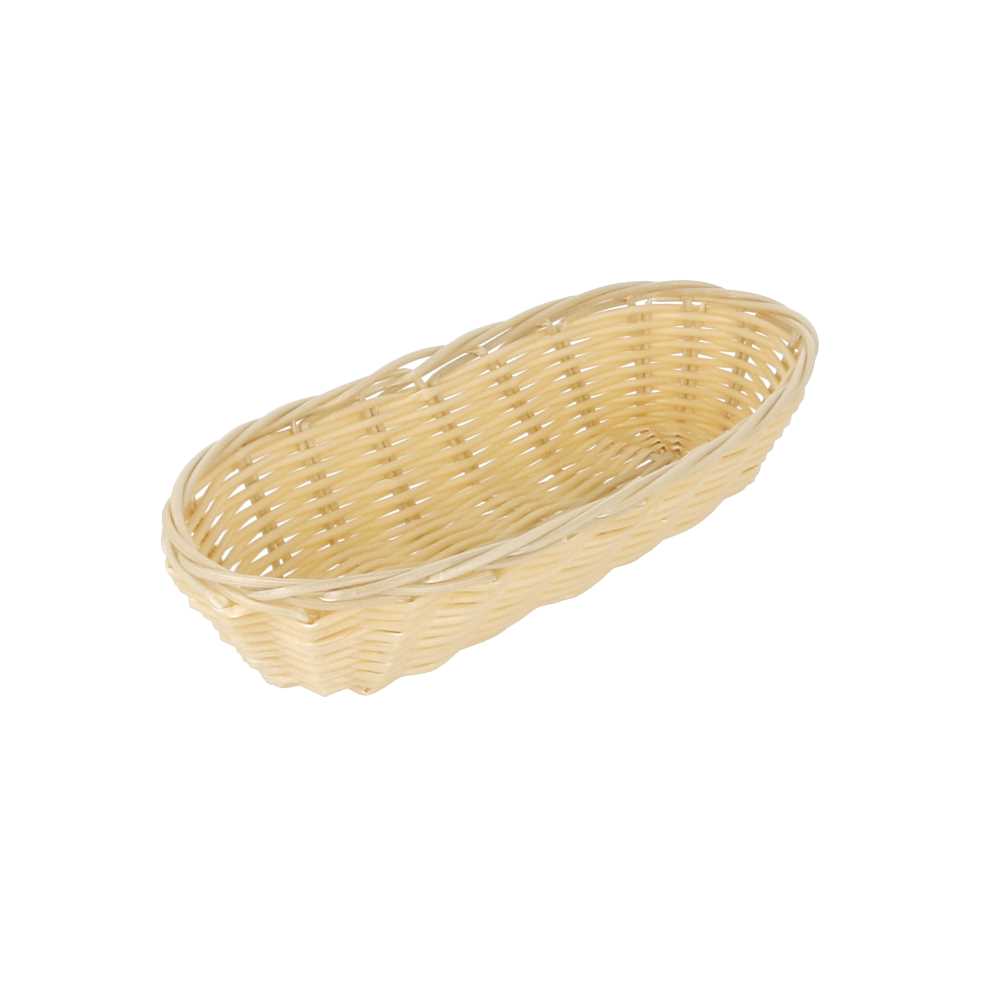 [206.58] CESTAS SÍMIL MIMBRE ALARGADAS 23x9x5 CM NATURAL PP (12 UNID.)
