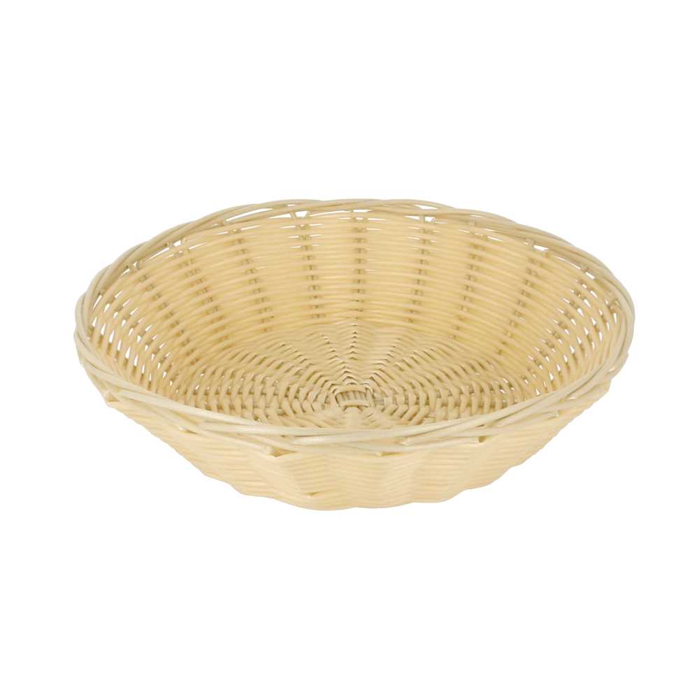 CESTAS SÍMIL MIMBRE REDONDAS Ø 21x6 CM NATURAL PP (12 UNID.)