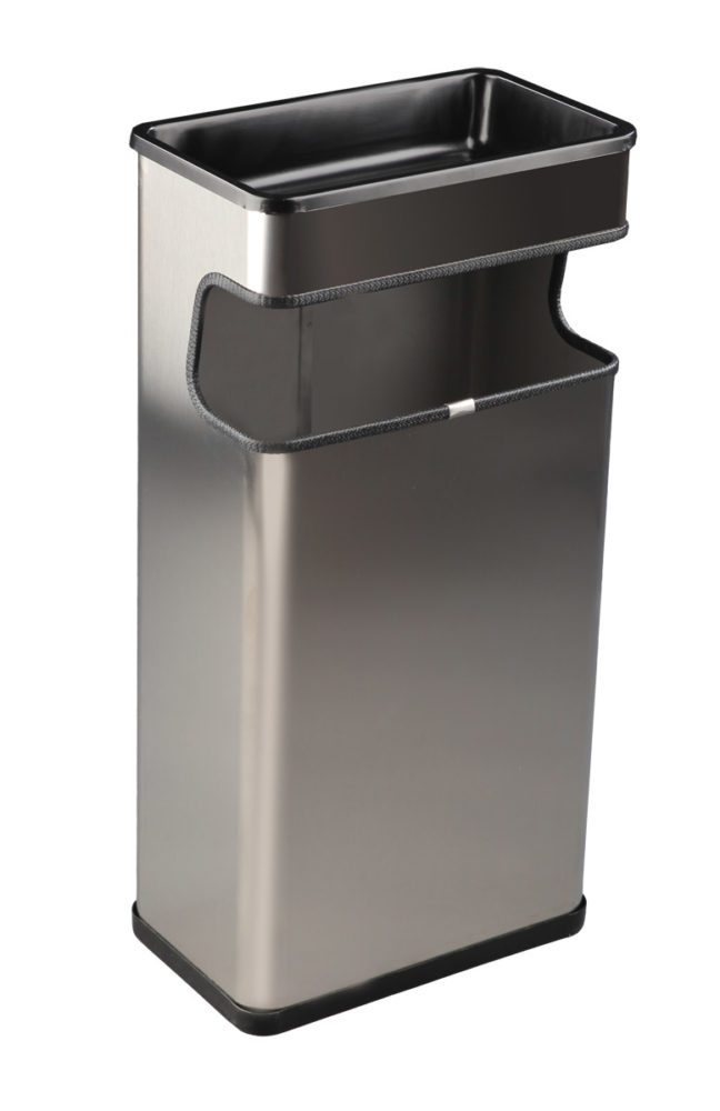 PAPELERA CENICERO RECTANGULAR INOX 40L AREAS COMUNES