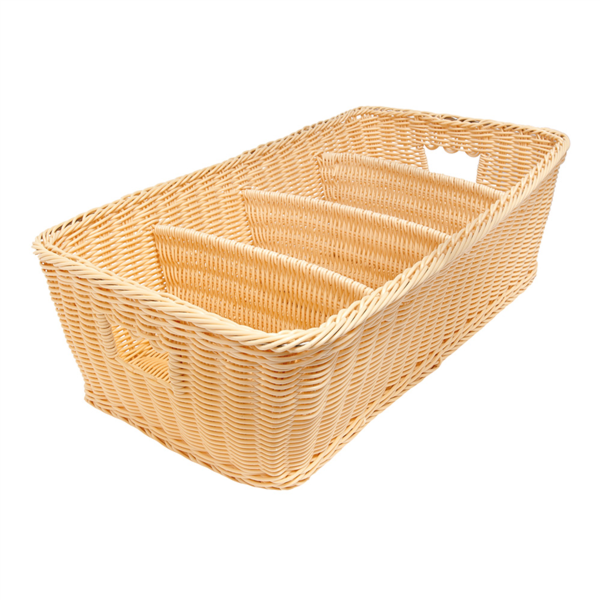 Cesta Cubiertos Símil Mimbre 53X31X15 Cm Natural Pp (1 Unid.)