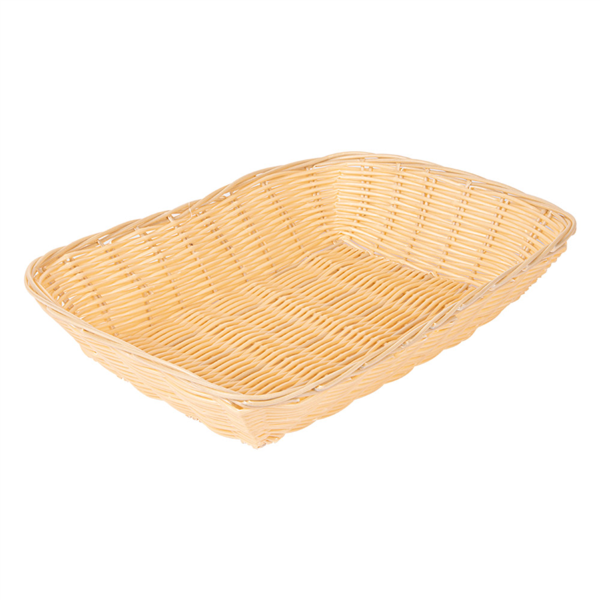 CESTAS SÍMIL MIMBRE RECTANGULARES 30x22x7 CM NATURAL PP (12 UNID.)
