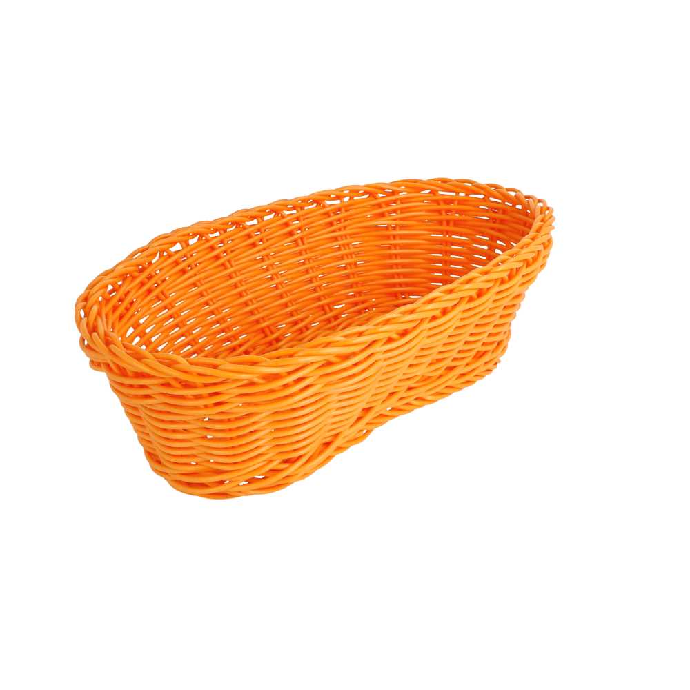 CESTAS SÍMIL MIMBRE ALARGADAS 23x9x8 CM NARANJA PP (12 UNID.)