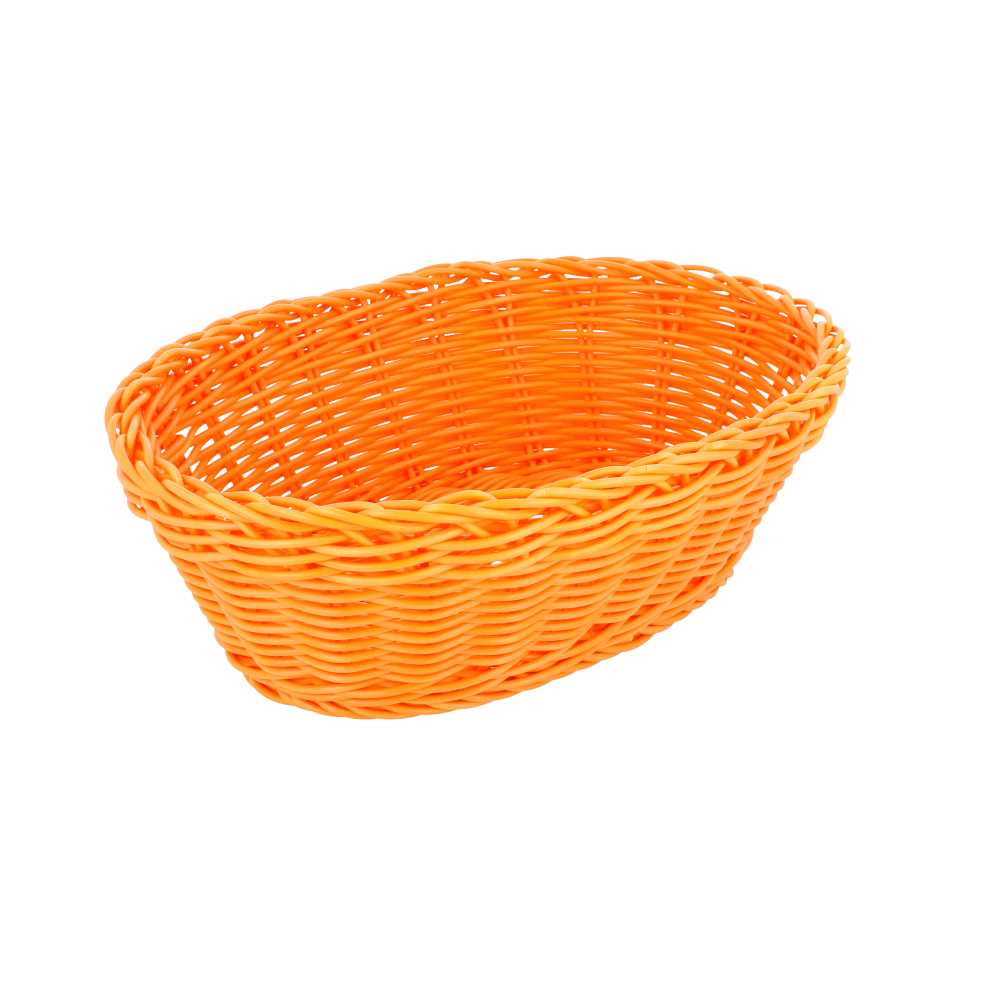 [193.23] Cestas Símil Mimbre Ovales 23X17X8 Cm Naranja Pp (12 Unid.)