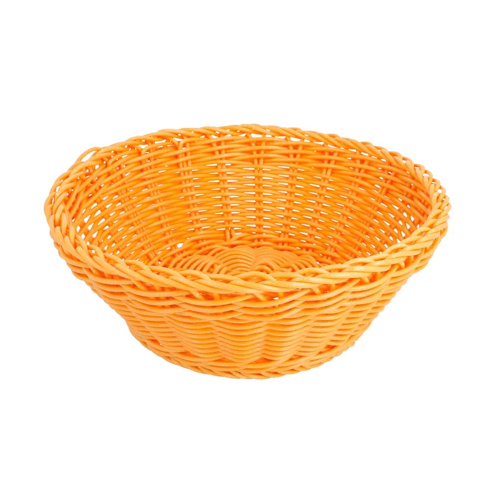 [193.15] Cestas Símil Mimbre Redondas Ø 20X8 Cm Naranja Pp (12 Unid.)