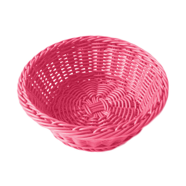 [193.14] CESTAS SÍMIL MIMBRE REDONDAS Ø 20x8 CM FUCSIA PP (12 UNID.)