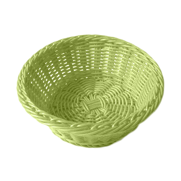 CESTAS SÍMIL MIMBRE REDONDAS Ø 20x8 CM VERDE ANÍS PP (12 UNID.)