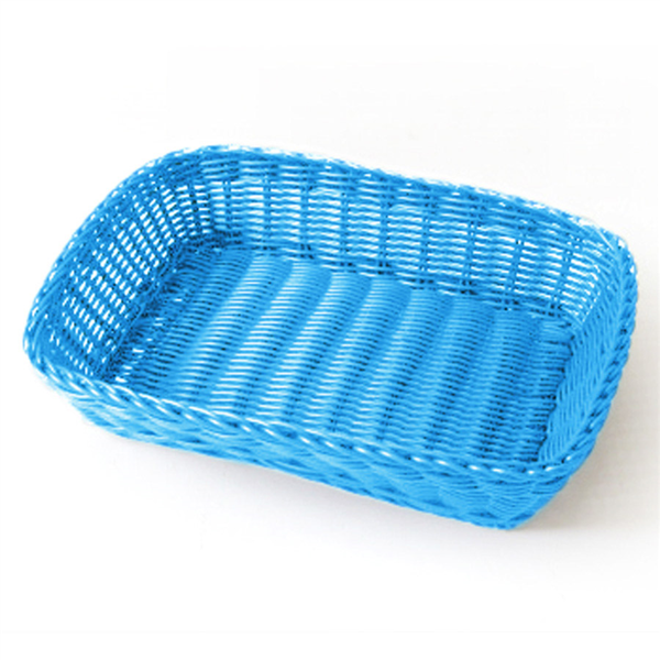 [193.28] CESTAS SÍMIL MIMBRE RECTANGULARES 30x22x7 CM AZUL TURQUESA PP (12 UNID.)