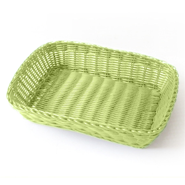 CESTAS SÍMIL MIMBRE RECTANGULARES 30x22x7 CM VERDE ANÍS PP (12 UNID.)