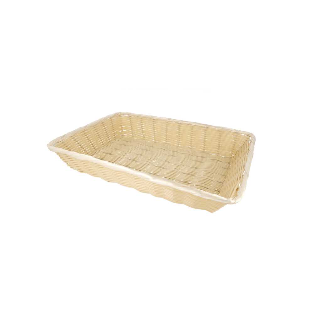 [206.62] Cestas Símil Mimbre Rectangulares 41X28,7X8 Cm Natural Pp (12 Unid.)