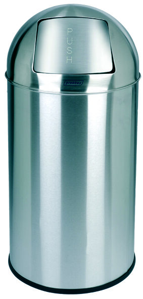 PAPELERA PUSH DE ACERO INOXIDABLE BRILLO 40L BASURA