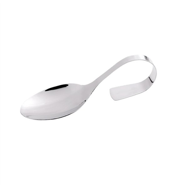 [265.27] CUCHARAS CON MANGO CURVO 12 CM PLATEADO INOX (10 UNID.)