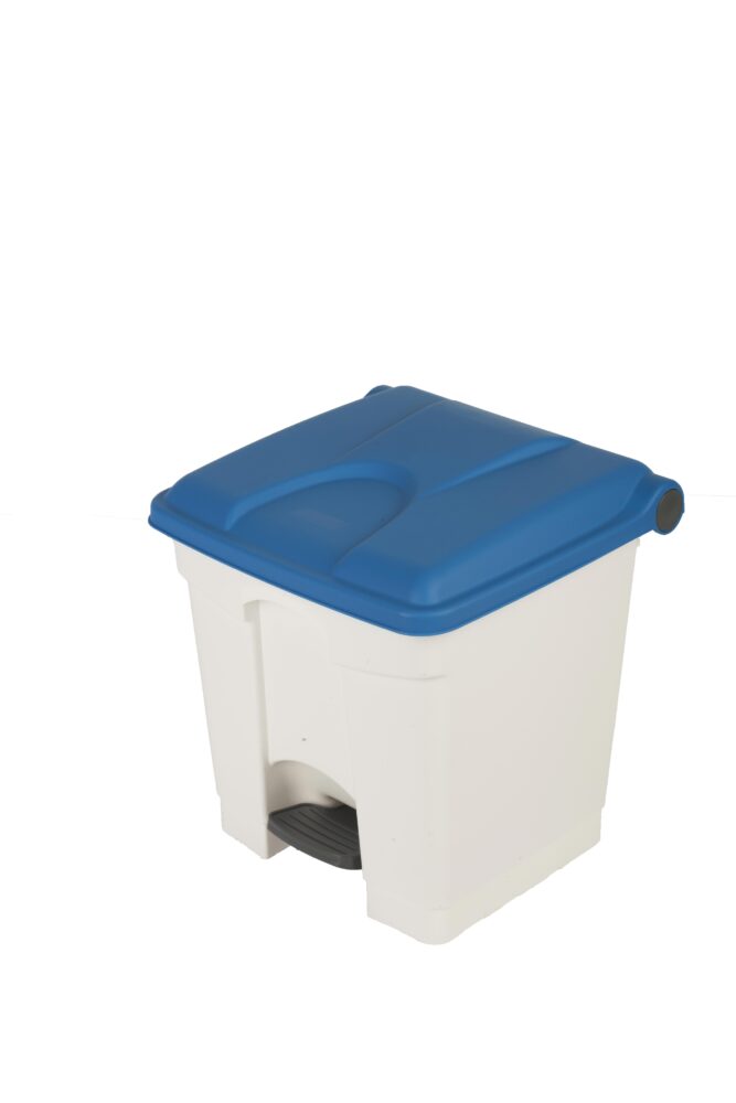 [899750] Contenedor 30l Tapa Blanca Azul Cocina