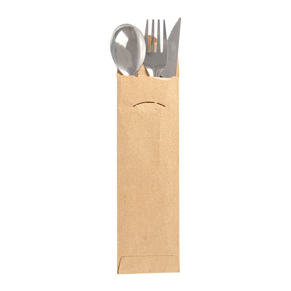 Set Tenedor, Cuchillo, Cuchara 18 Cm Plateado Inox (100 Unid.)