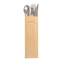 SET TENEDOR, CUCHILLO, CUCHARA 18 CM PLATEADO INOX (100 UNID.)