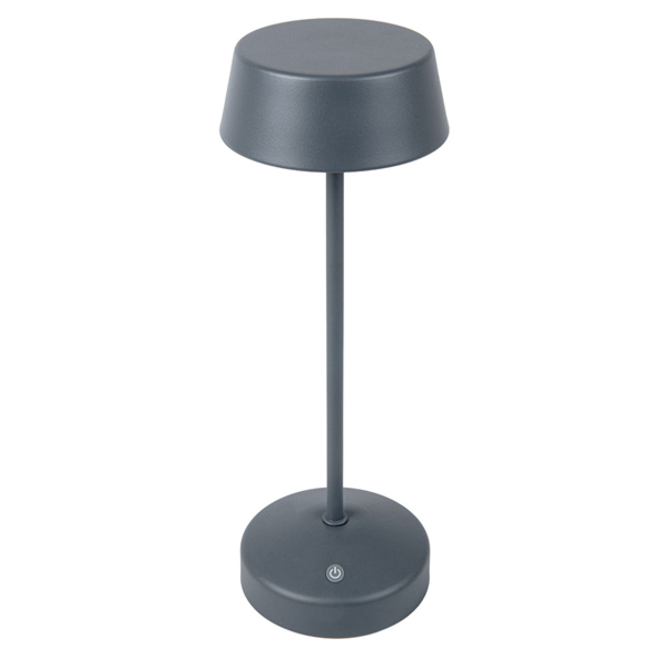 [266.14] LÁMPARA LED INALÁMBRICA + DIMMER 4000 mAH Ø 11x32 CM GRIS METAL (1 UNID.)