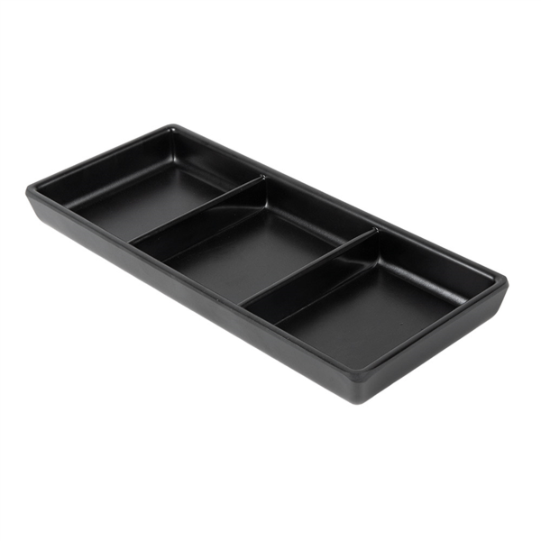 Recipientes 3 Compartimentos 'Asami Ware' 19,8X8,8X2,5 Cm Negro Melamina (15 Unid.)