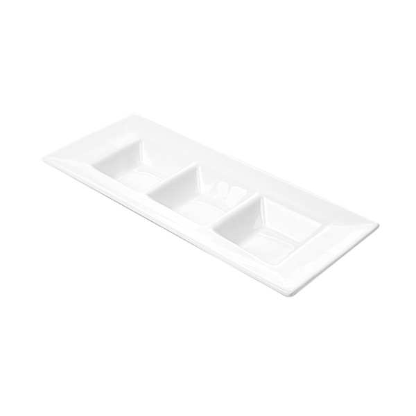 [117.43] RECTÁNGULOS 3 COMPARTIMENTOS 26 CM BLANCO PORCELANA (6 UNID.)