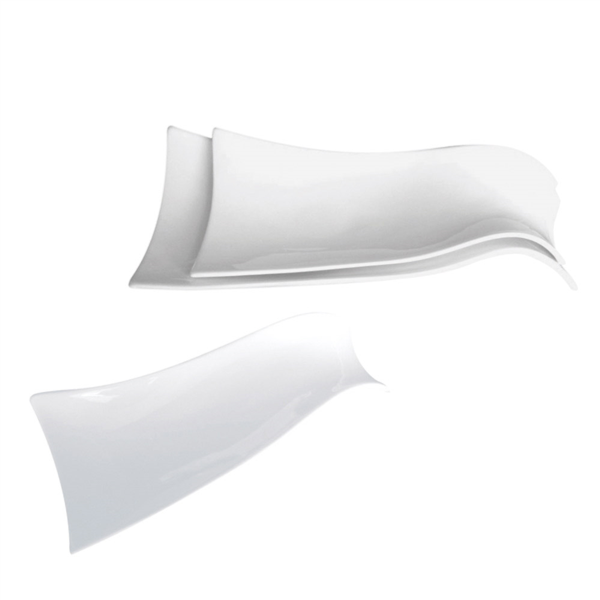 [117.28] PLATOS FORMA TEJA 26 CM BLANCO PORCELANA (6 UNID.)