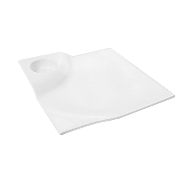 [216.44] PLATOS CUADRADOS 30,5x4 CM BLANCO PORCELANA (3 UNID.)