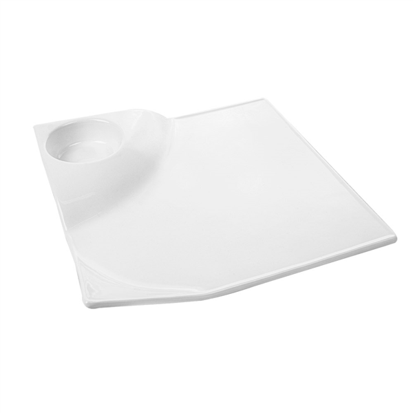 [216.43] Platos Cuadrados 25,4X4,5 Cm Blanco Porcelana (4 Unid.)