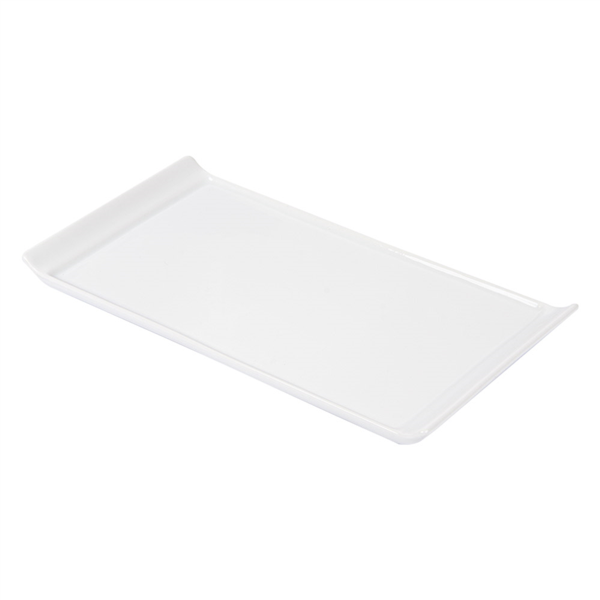 [164.19] PLATOS RECTANGULARES 26x12,5x1,6 CM BLANCO PORCELANA (12 UNID.)