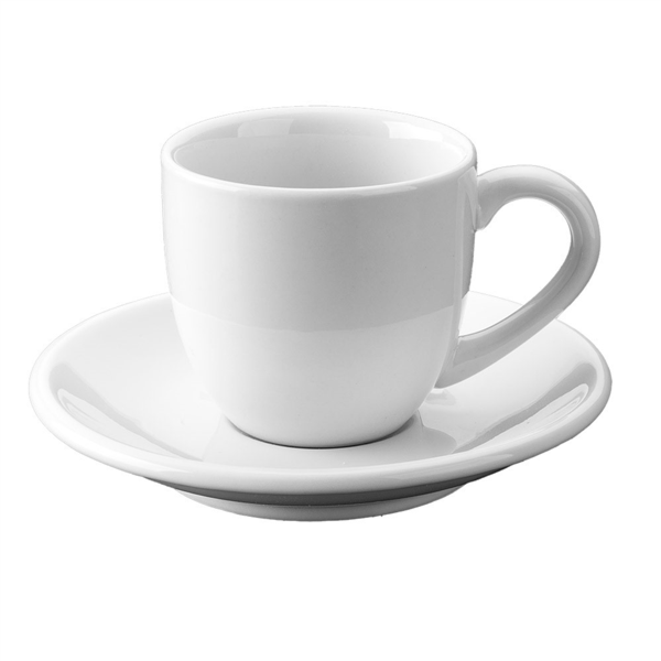 [404.21] Tazas Café + Platillos 90 Ml Ø5,5X4,5 Cm Blanco Porcelana (36 Unid.)