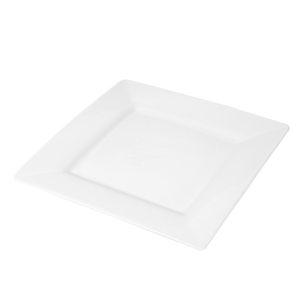 Platos Cuadrados 25X25 Cm Blanco Porcelana (12 Unid.)