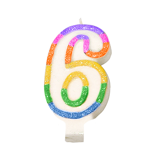 [113.60] Velas Cumpleaños N.6 9 Cm Blanco Cera (24 Unid.)