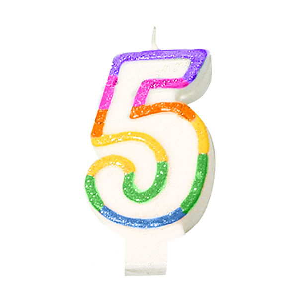 VELAS CUMPLEAÑOS N.5 9 CM BLANCO CERA (24 UNID.)