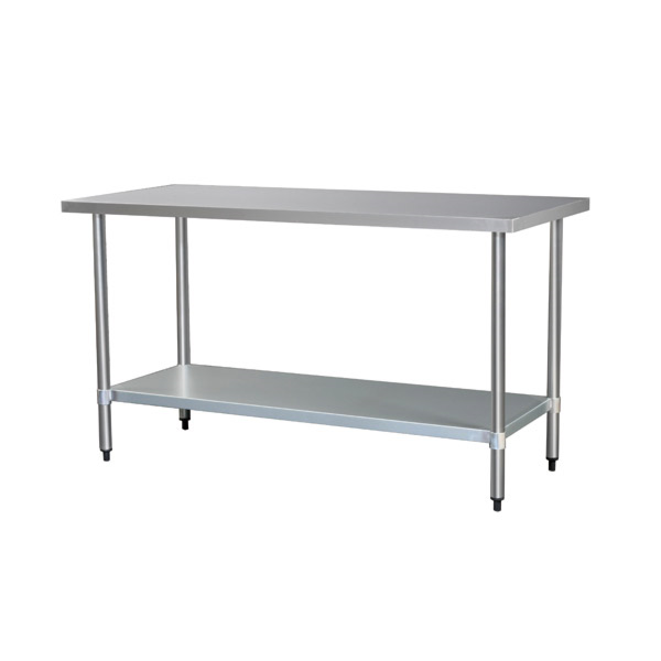 [158.08] MESA TRABAJO 2 NIVELES 120x70 CM PLATEADO ACERO (1 UNID.)