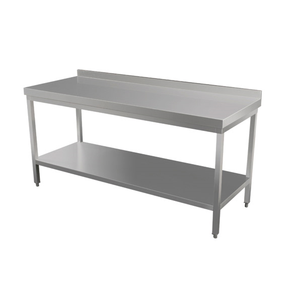 [158.12] MESA TRABAJO CON DOSEL 160x70 CM PLATEADO ACERO (1 UNID.)