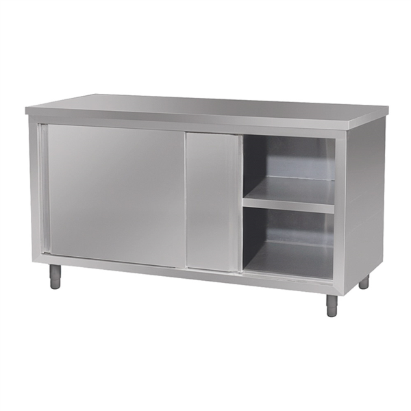 [164.42] Mesa Con Puertas 120X60X85 Cm Plateado Inox (1 Unid.)