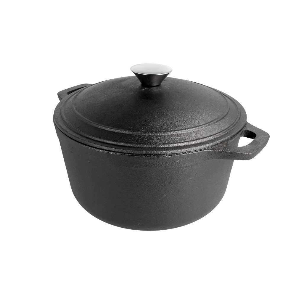 [198.75] Cocotte Redonda Con Tapa 4800 Ml Ø 25,5(33)X12,5 Cm Negro Hierro (2 Unid.)