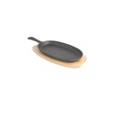 Plato Campestre + Base De Madera 23,5X13,5 Cm Negro Hierro (8 Unid.)
