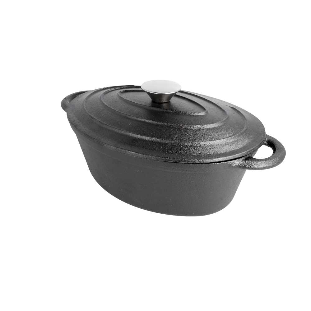 [198.78] Cocotte Oval Con Tapa 3500 Ml 29(36)X21X10,9 Cm Negro Hierro (3 Unid.)