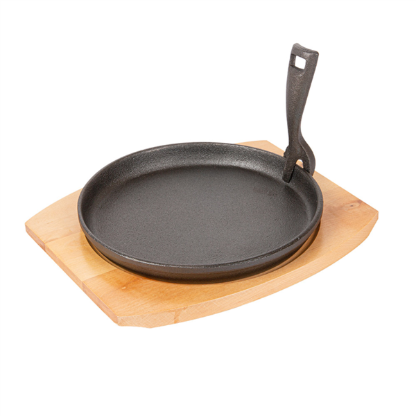 PLATO CAMPESTRE + BASE DE MADERA Ø 22 CM NEGRO HIERRO (8 UNID.)