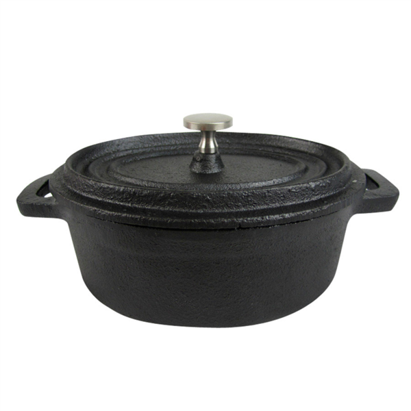[198.60] COCOTTE OVAL CON TAPA 250 ML 12,4(15,5)x9,2x5 CM NEGRO HIERRO (12 UNID.)