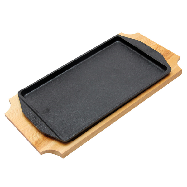 PLATO CAMPESTRE + BASE DE MADERA 31x18 CM NEGRO HIERRO (8 UNID.)