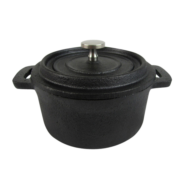 [198.56] COCOTTE REDONDA CON TAPA 700 ml Ø 14(18,7)x7,1 CM NEGRO HIERRO (12 UNID.)
