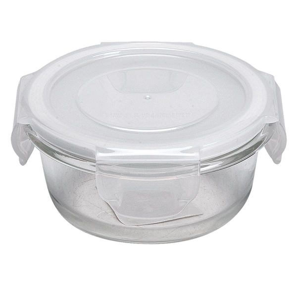 [261.04] Recipientes Redondos Con Tapa 210 Ml Ø 10,5X5/6 Cm Transparente Cristal (6 Unid.)