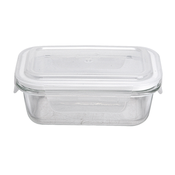 [261.00] RECIPIENTES RECTANGULARES CON TAPA 370 ML 15,4x11,2x6 CM TRANSPARENTE CRISTAL (6 UNID.)