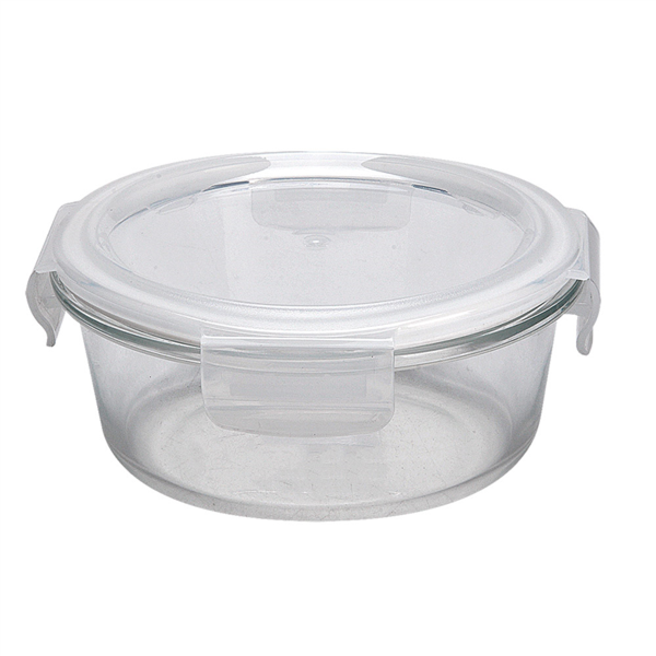 [261.06] RECIPIENTES REDONDOS CON TAPA 620 ML Ø 15x6/7 CM TRANSPARENTE CRISTAL (6 UNID.)