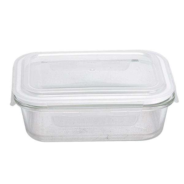 [261.01] RECIPIENTES RECTANGULARES CON TAPA 640 ML 18x13,2x6,5 CM TRANSPARENTE CRISTAL (6 UNID.)