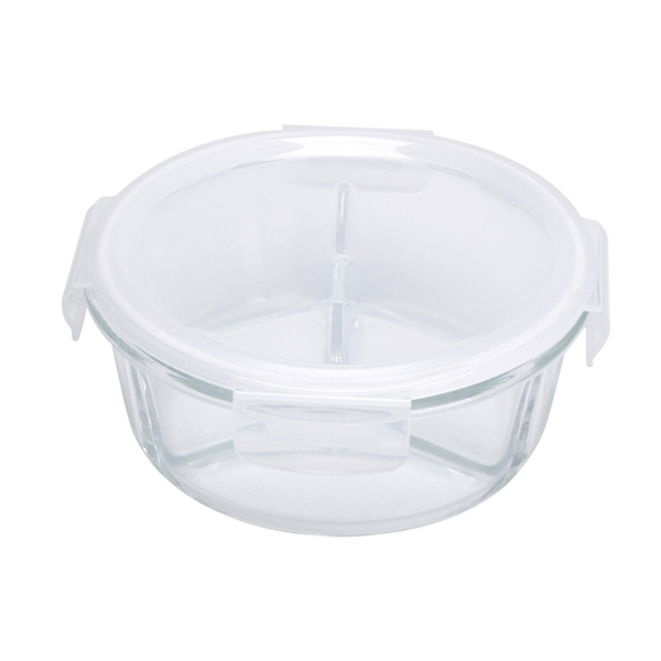 Recipientes Con Tapa 3 Compartimentos 950 Ml Ø17,2/6,6X7,5Cm Transparente Cristal (6 Unid.)