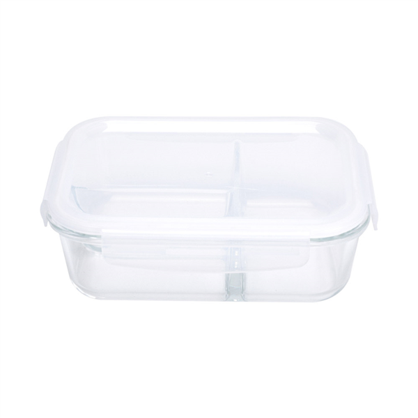 RECIPIENTES CON TAPA 2 COMPARTIMENTOS 1000 ML 21x15,7x7,2 CM TRANSPARENTE CRISTAL (6 UNID.)