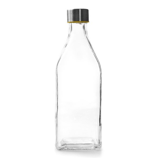 [215.65] Botella + Tapón Acero 1 L Ø 8,8X25,8 Cm Transparente Cristal (12 Unid.)
