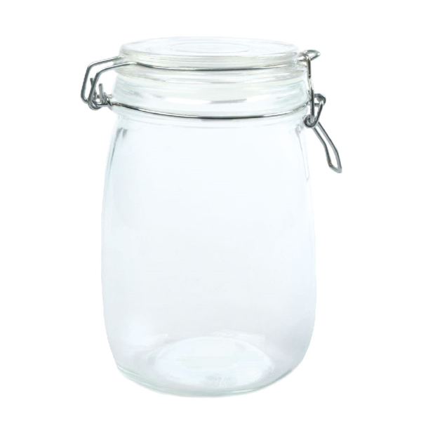 TARRO ALMACENAR + CIERRE CLIP 'WAKI GLASS' 1 L Ø 11x17 CM TRANSPARENTE CRISTAL (12 UNID.)
