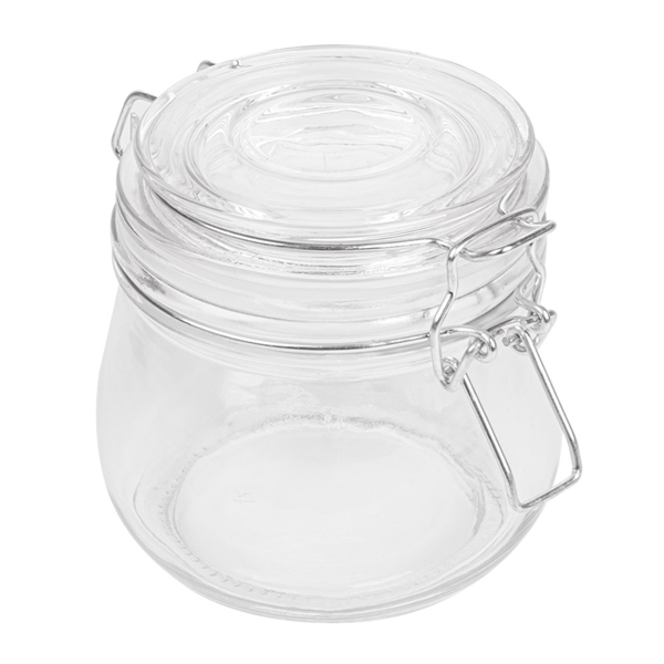 [207.61] Tarro Almacenar + Cierre Clip 500 Ml Ø 9,5X10,5 Cm Transparente Cristal (24 Unid.)
